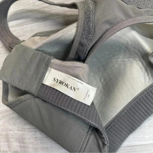Syrokan Adjustable Front Straps High Impact Gray Racerback Sports Bra Size 34F - Picture 6 of 12